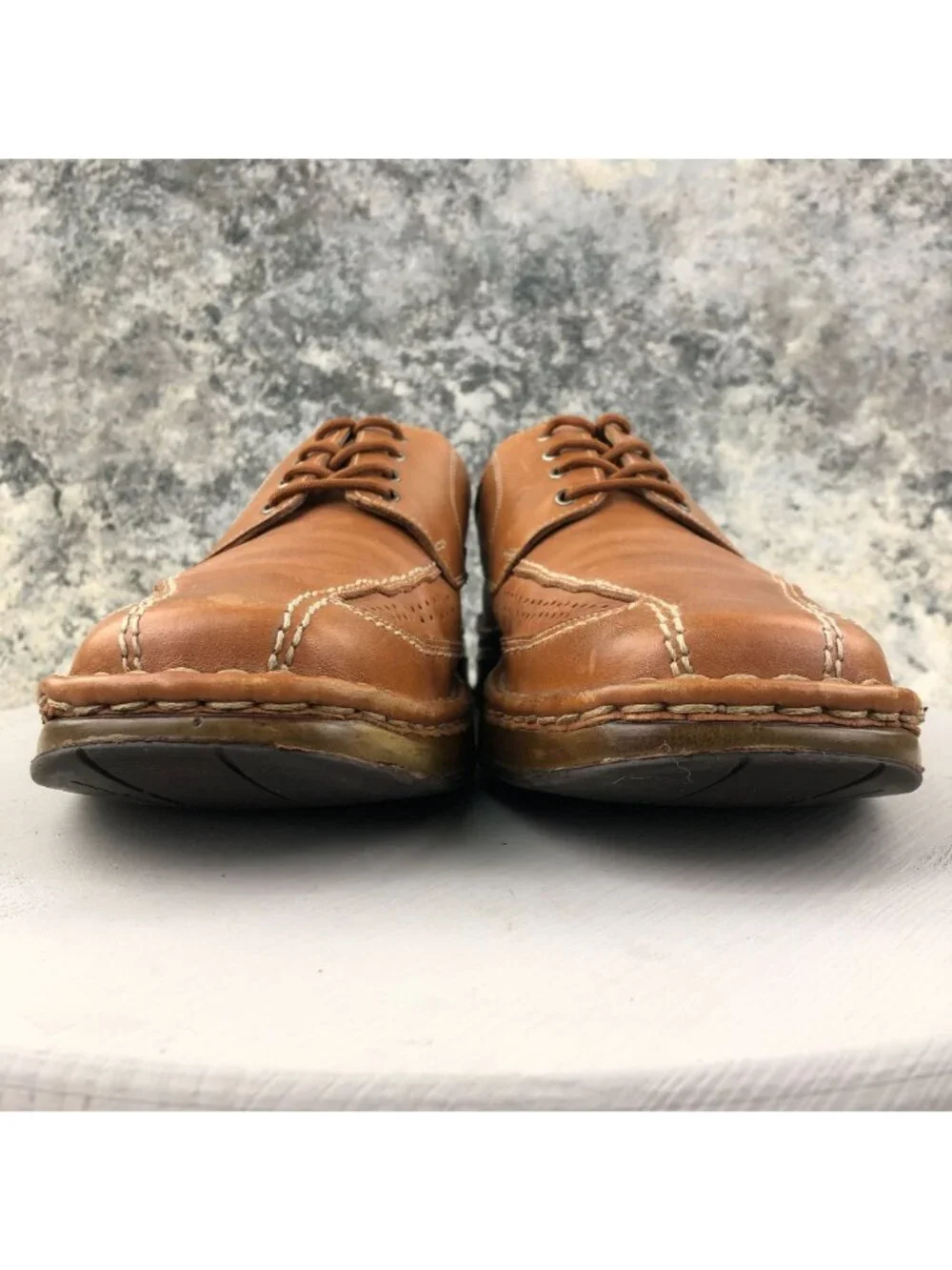Alfani Men's 11.5M Neptune Tan Leather Lace-Up Bicycle Toe Oxford Dress Shoes